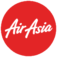 a red circle with air asia written in white on it