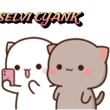 a couple of cartoon cats standing next to each other with the words selvi cyank on the bottom