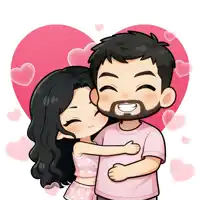 a cartoon drawing of a man and a woman hugging