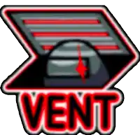 a logo for among us that says vent on it