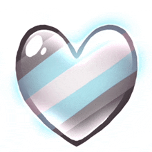 a heart with a blue and white striped pattern on it