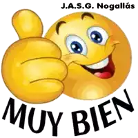 a smiley face giving a thumbs up with the words muy bien written below it