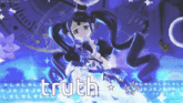 a picture of a girl with the word truth written on it