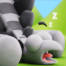 a cartoon drawing of a sleeping animal with the letters nz next to it