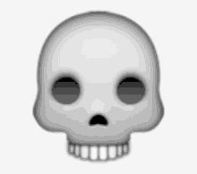 a black and white skull with a surprised look on its face