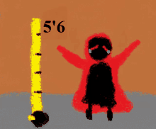 a drawing of a person standing next to a ruler that says 5 ' 6 '