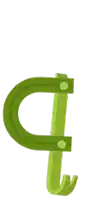 a green letter p on a white background .