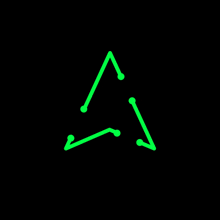 the letter a is made up of green lines