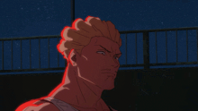 a cartoon drawing of a man with a red glow around his face
