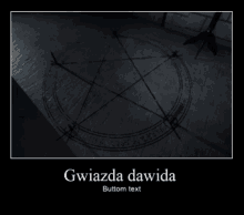 a poster with a pentagram and the words gwiazda dawida