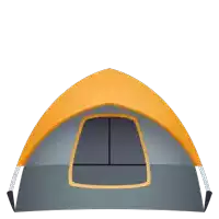 an illustration of an orange and gray tent with a window