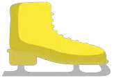 a yellow ice skating boot with a white background