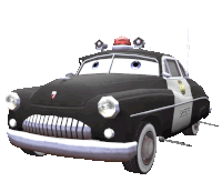 a black and white sheriff car with a red light on top of it