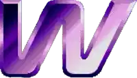 a purple and white letter w is displayed on a white background
