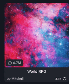 a picture of a galaxy with the words world rpg