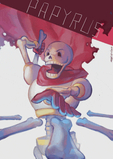 a drawing of papyrus with a red scarf on