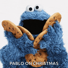 pablo on christmas is written on a poster of cookie monster