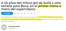 a web page that says a 45 anos del mitico gol de sueno y otra estrella para boca