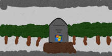 a drawing of a grave with the words " in gedanken an windows vista " on it