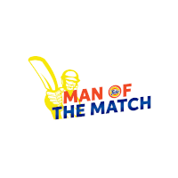 a man of the match logo with a cricket bat