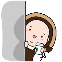 a cartoon drawing of a girl holding a starbucks coffee cup