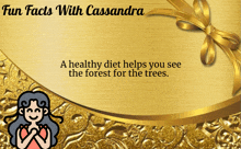 a gold background with the words fun facts with cassandra written on it