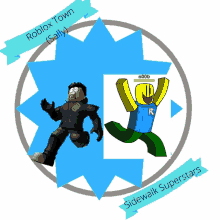 a logo for roblox town sally and noob