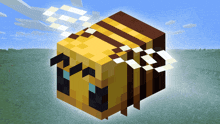 a minecraft bee is flying in the air with a blue sky in the background