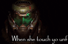 a picture of a video game character with the words " when she touch yo unf " on the bottom