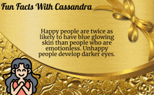 a gold background with the words fun facts with cassandra at the top