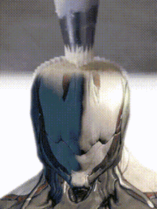 a close up of a person 's face with a helmet on it