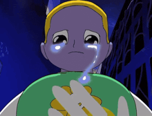 a cartoon of a baby crying with a tear coming out of his eyes