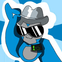 a cartoon monkey wearing a hat and sunglasses with a name tag that says early access