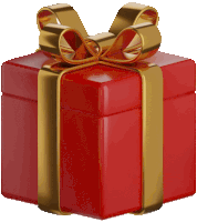 a red gift box with gold ribbon and bow