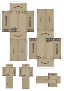 a paper model of an amazon box with a white background