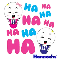 a cartoon light bulb with the words " ha ha ha " on it
