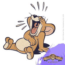 a cartoon of jerry laughing with the words parque w.b. warner madrid behind him