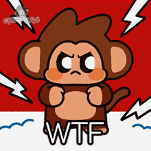a cartoon monkey with the word wtf written on it