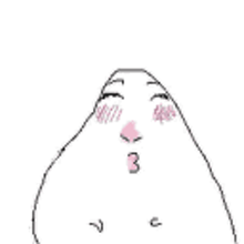 a black and white drawing of a person 's face with a pink nose and eyes .