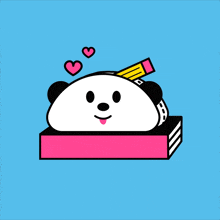 a panda bear laying on top of a book with the words ready for school below it
