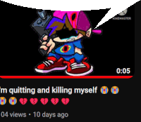 a cartoon of a boy with a gun and the words i 'm quitting and killing myself