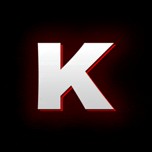 a white letter k is on a red background