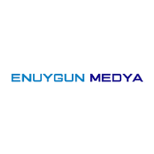 the logo for enuygun medya is blue and white