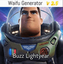 a picture of buzz lightyear with the words waifu generator v 2.5