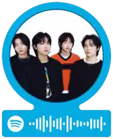 a group of young men are standing in a blue circle with a spotify logo