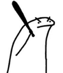 a black and white drawing of a penguin holding a baseball bat .