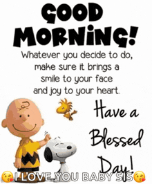 snoopy and charlie brown are on a good morning card