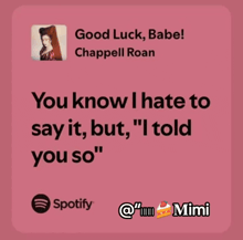 a spotify ad with a quote from chappelle roan
