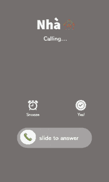 a phone screen that says nha calling snooze yes