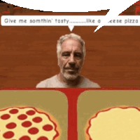 a man with a beard and a speech bubble that says give me somthin tasty like a cheese pizza